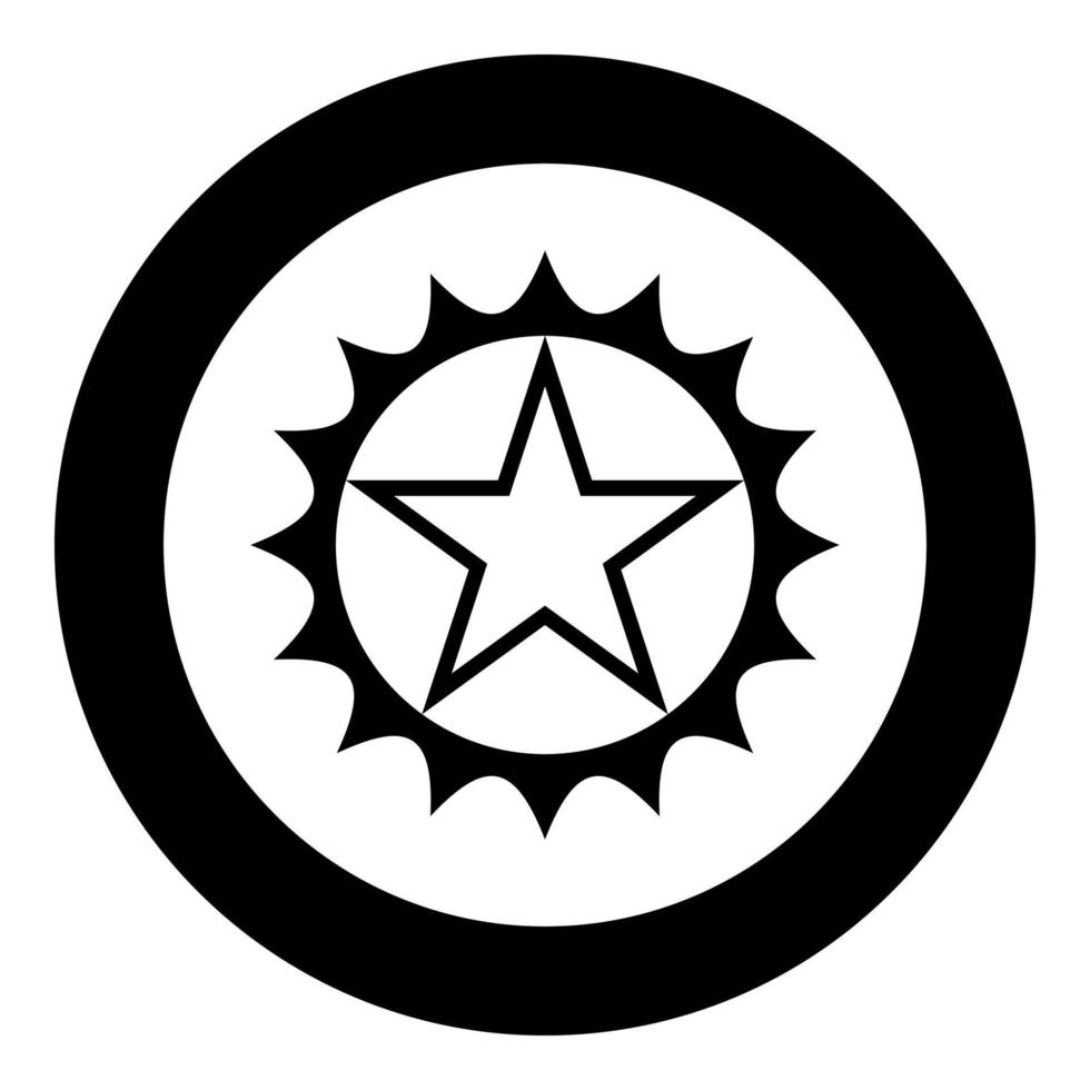 estrella en círculo con bordes afilados icono en círculo redondo color negro vector ilustración imagen estilo de contorno sólido