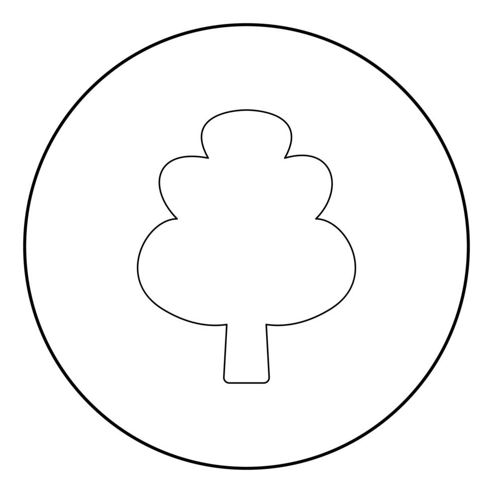 icono de árbol color negro en círculo vector