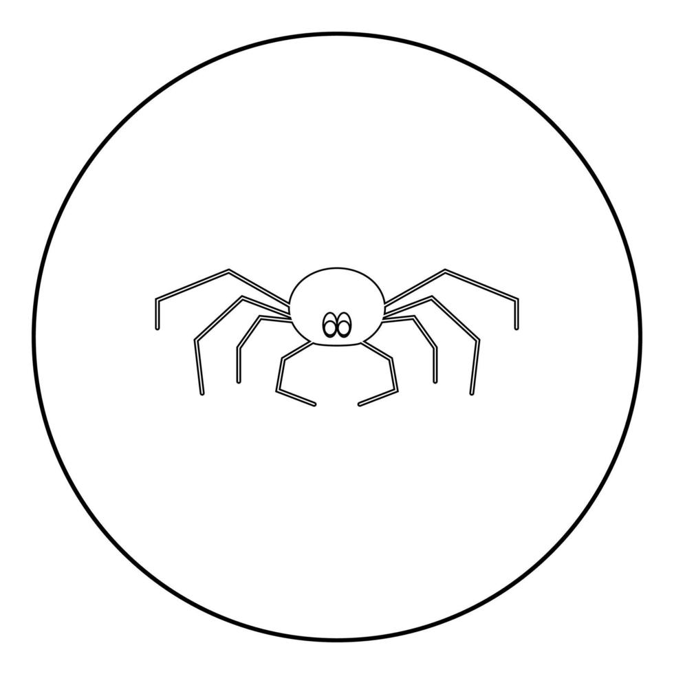 Spider the black color icon in circle or round vector