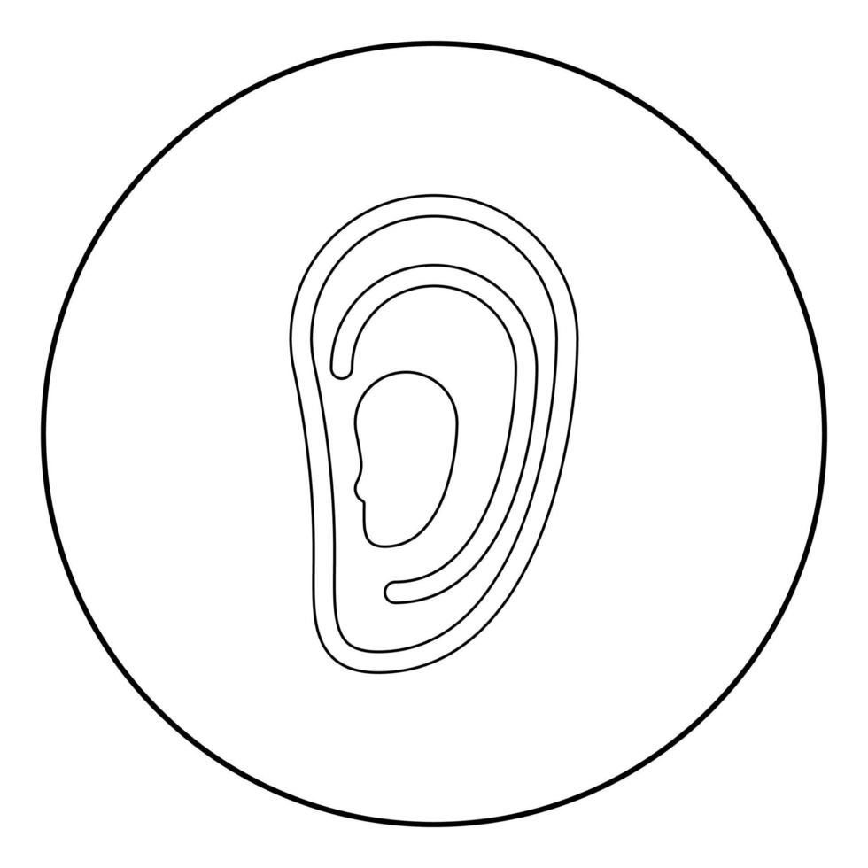 Ear icon black color in circle vector