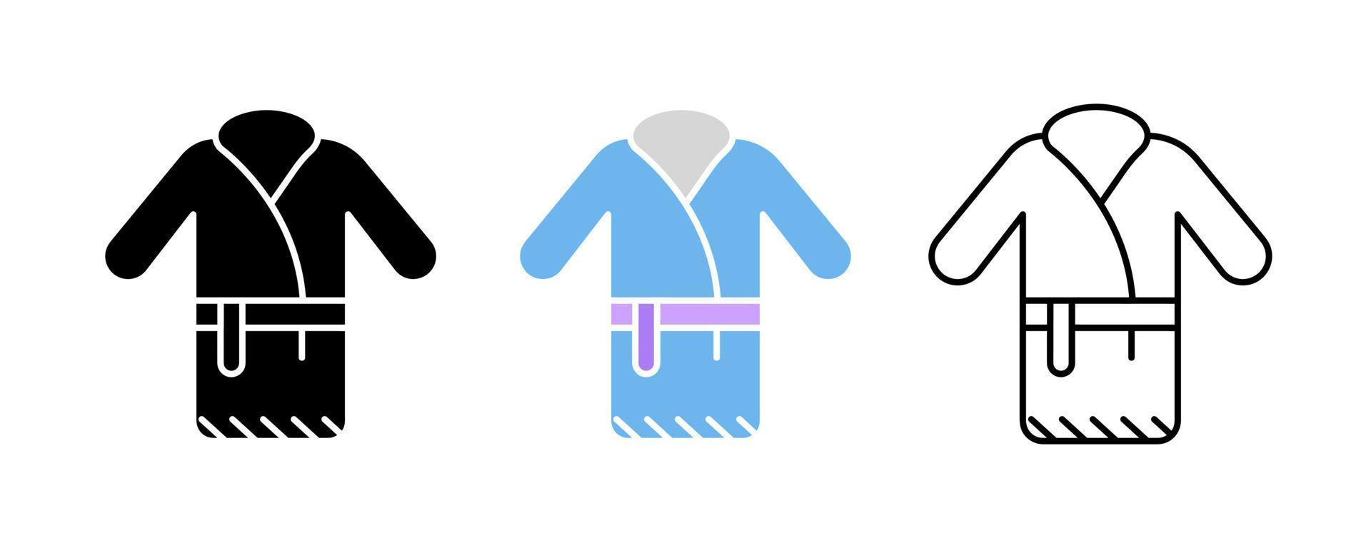 Bathroom set. Bathrobe vector icon set. Editable row set. Silhouette, colored, linear icon set. Logo-web, icon design element