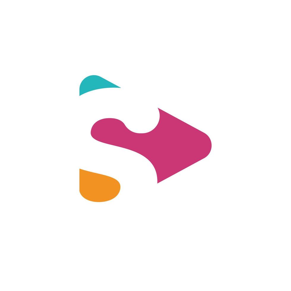 Play logo with letter S logo template, flat style colorful logos. Play icon with initial S. Abstract colorful vector and company corporate identity logo.