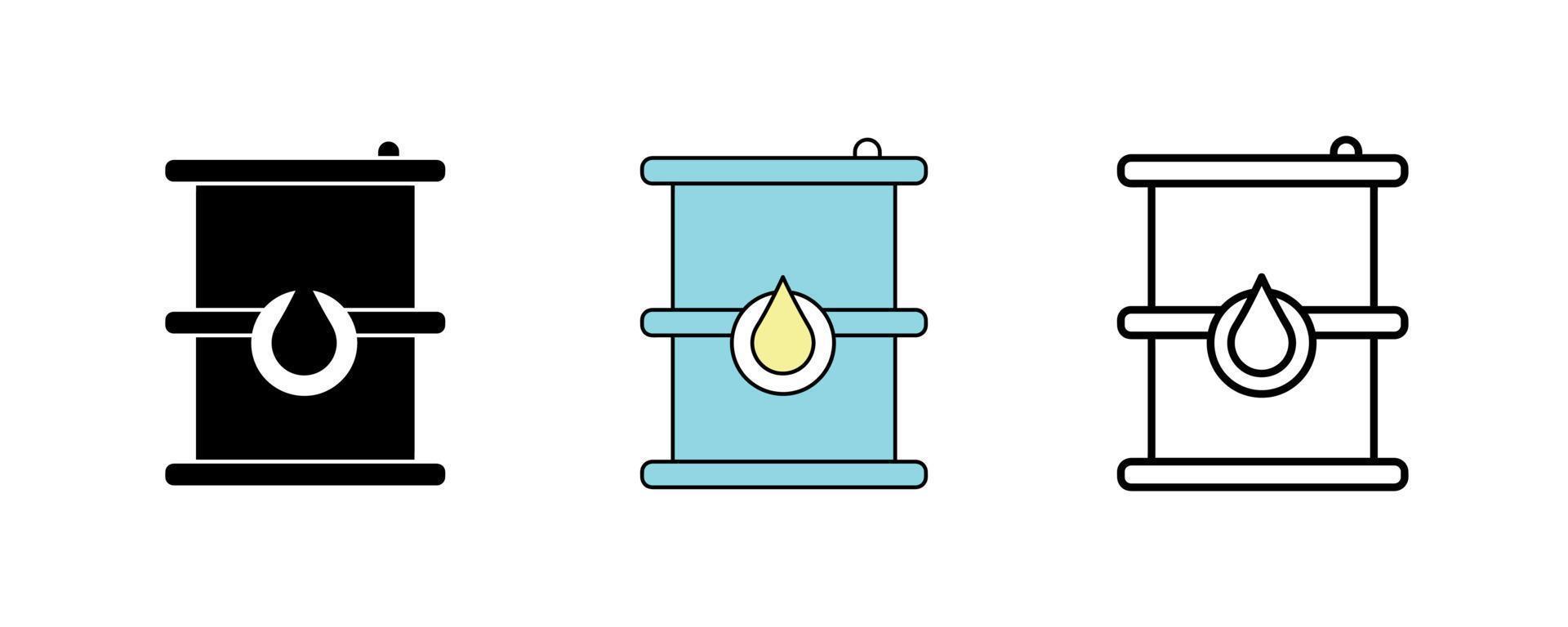 Oil barrel icon design. Oil barrel icon set in silhouette, colorful and linear. Barrel icon line vector illustration isolated on a clean background for your web mobile application logo design.