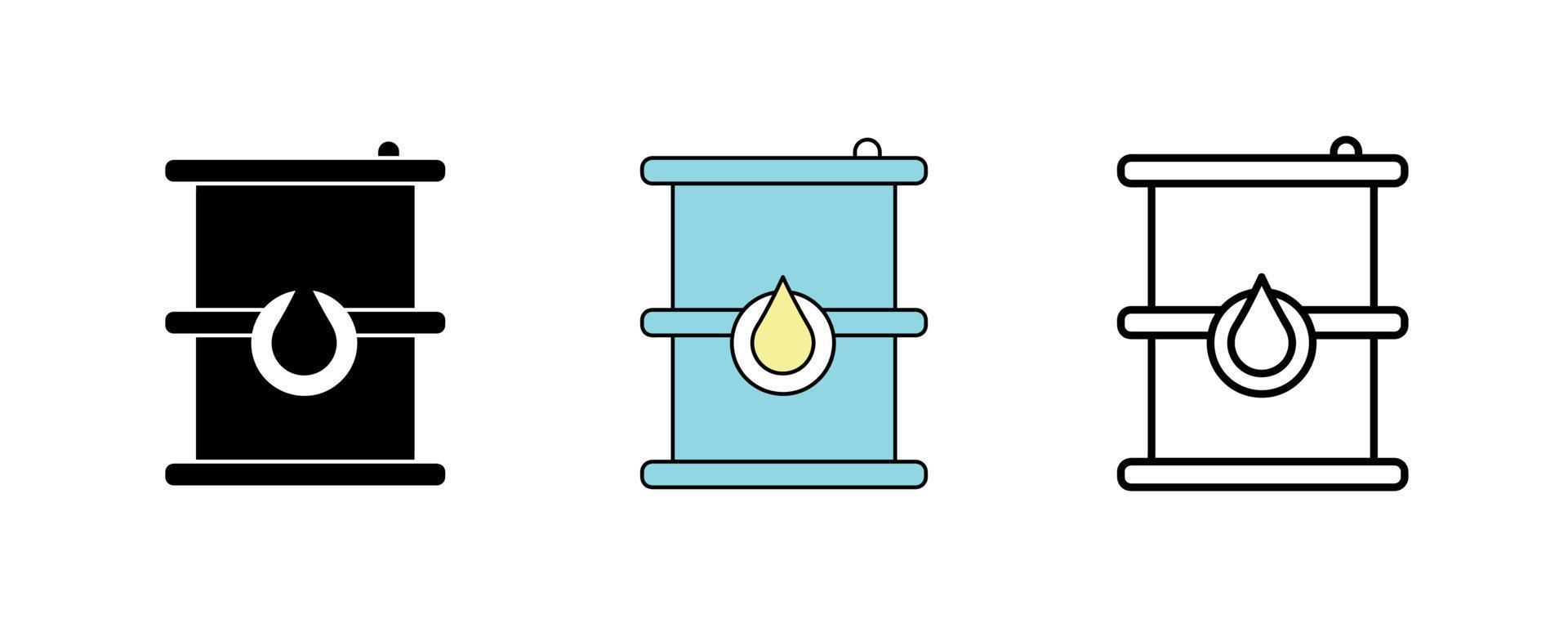 Oil barrel icon design. Oil barrel icon set in silhouette, colorful and linear. Barrel icon line vector illustration isolated on a clean background for your web mobile application logo design.