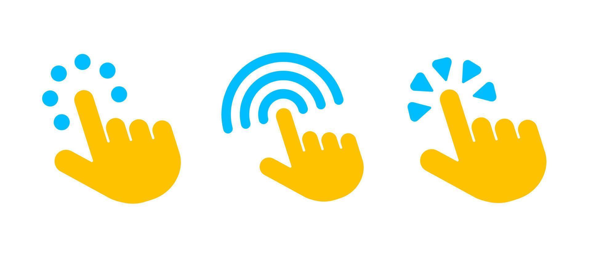 Thumb touching upload-doll, wifi and cellular network sign. Manual click-touch vector icon set. Colored icon set. Logo-web, icon design element.