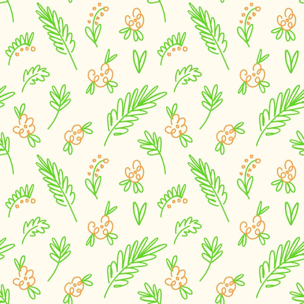 patrón rústico sin costuras con un prado de flores en un estilo lineal simple vector