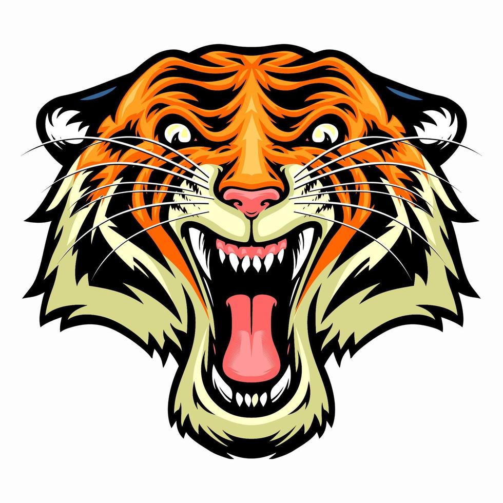 cabeza de tigre enojado vector