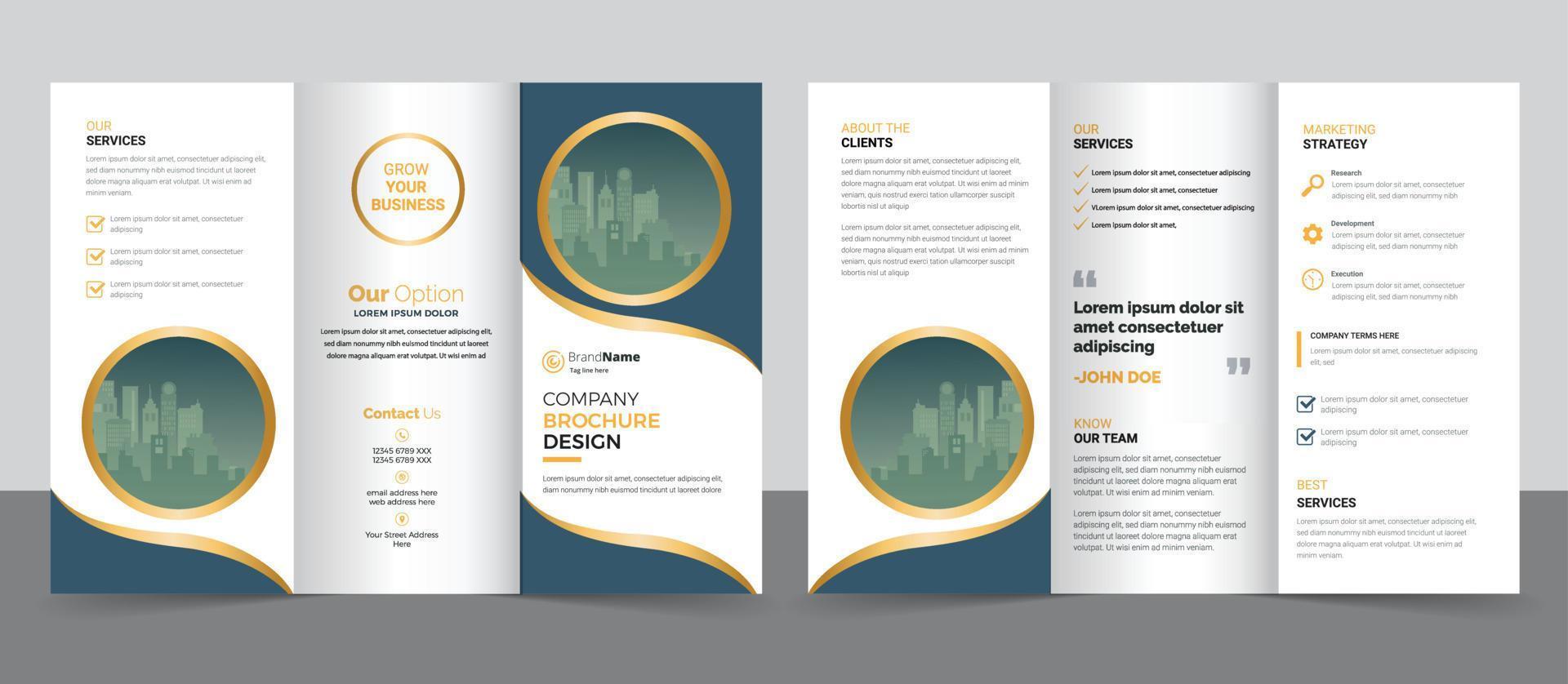 plantilla de diseño de folleto tríptico para su empresa, empresa, negocios, publicidad, marketing, agencia y negocios en Internet. vector