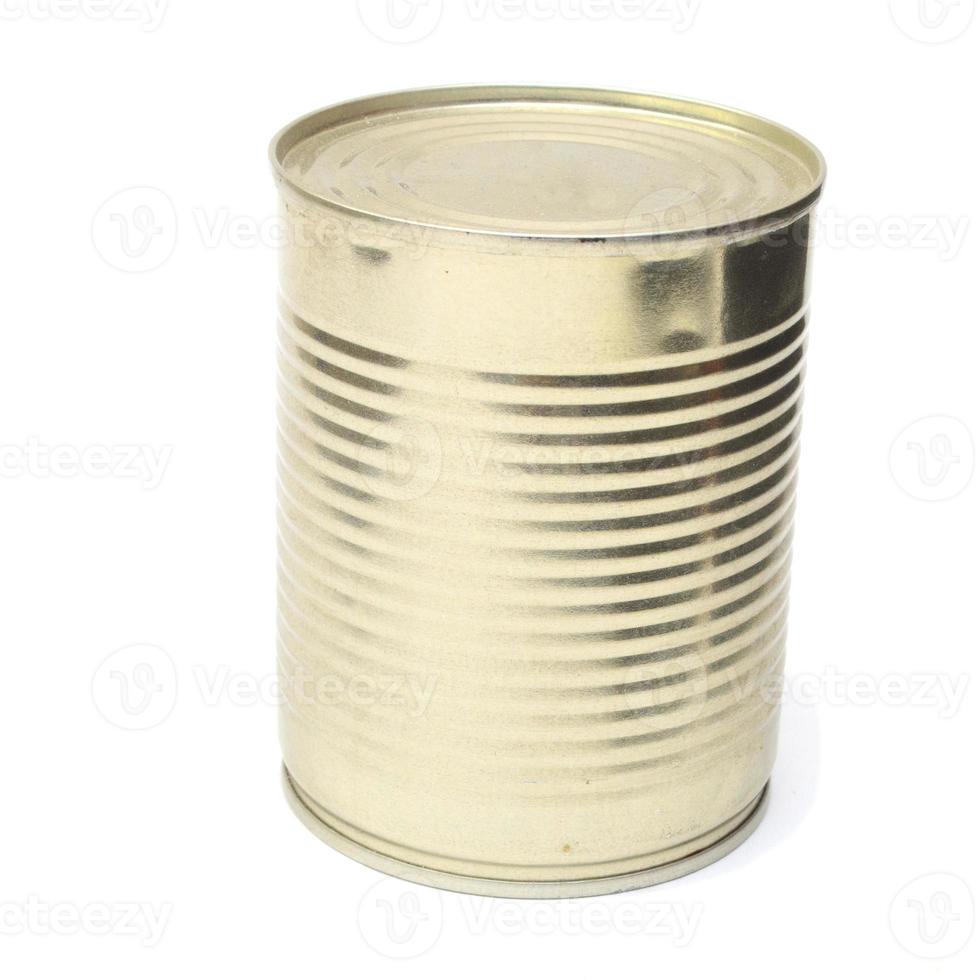 one can of canned food isolated on white background. photo