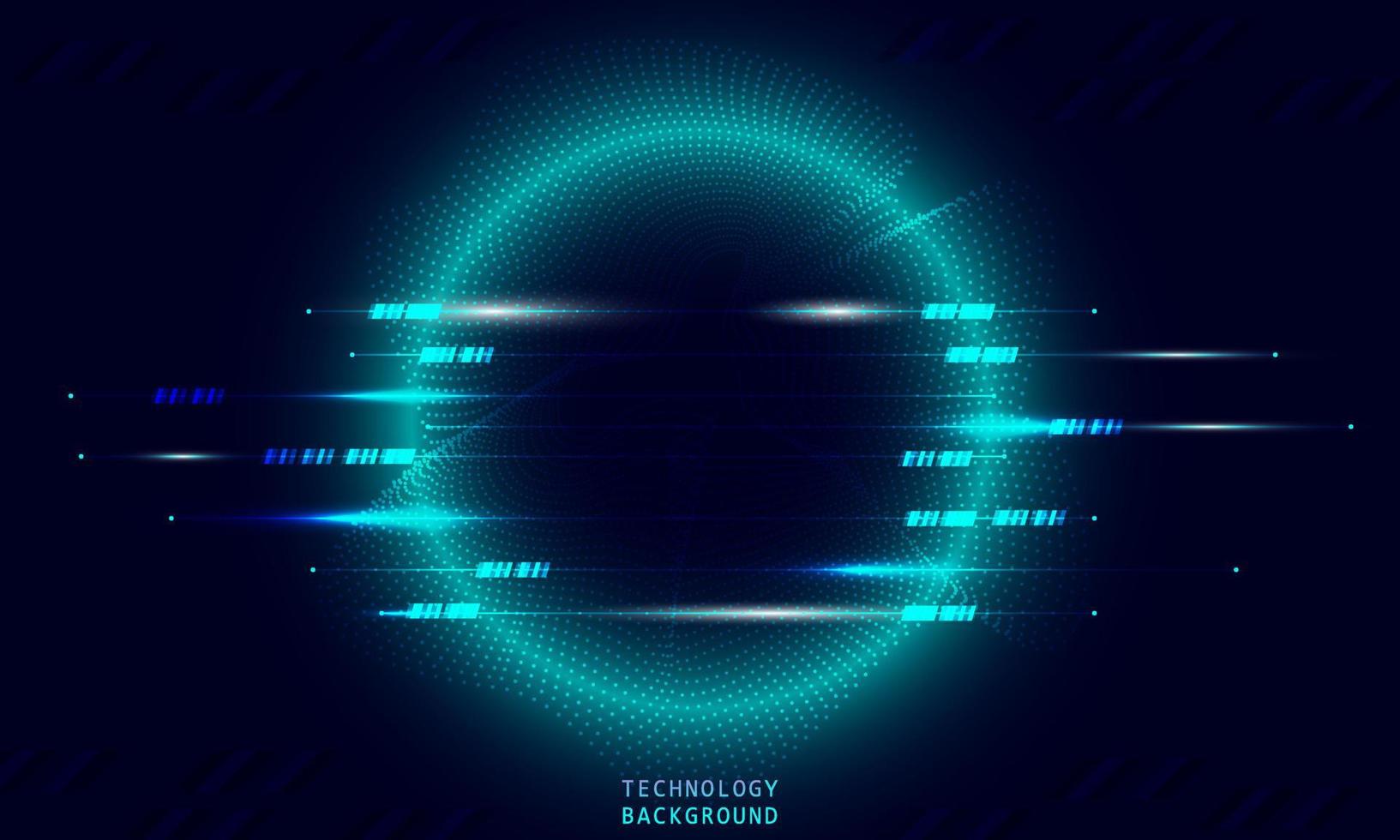 Abstract technology concept particle connection background with blue lights. vector