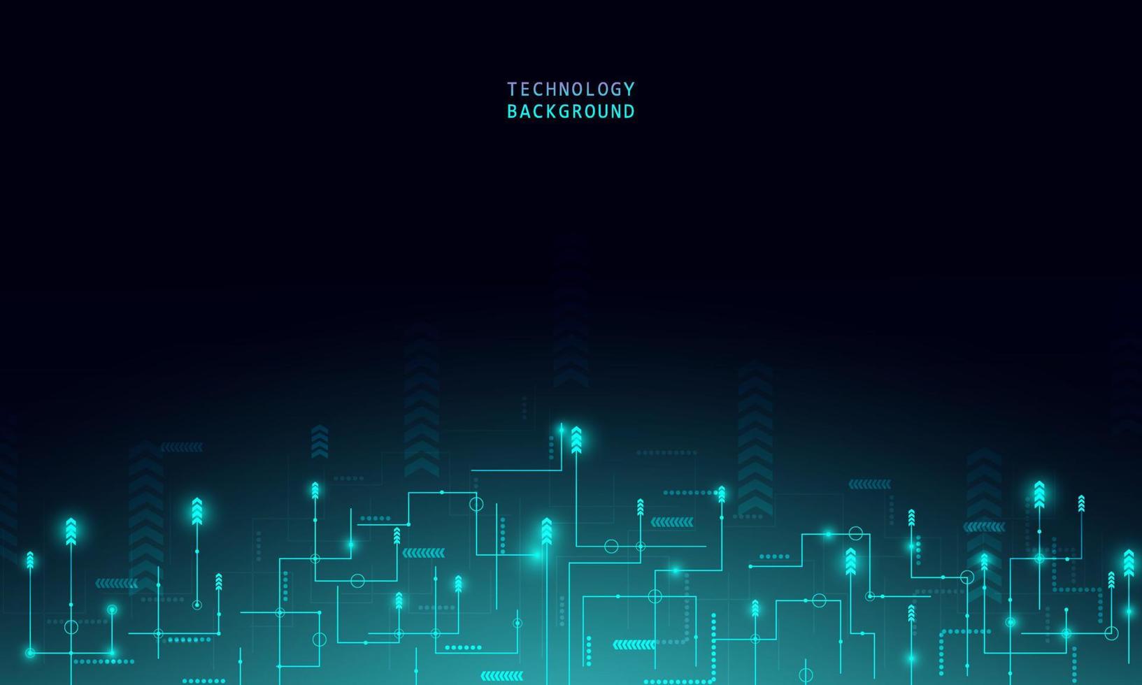 Abstract technology concept particle connection background with blue lights. vector