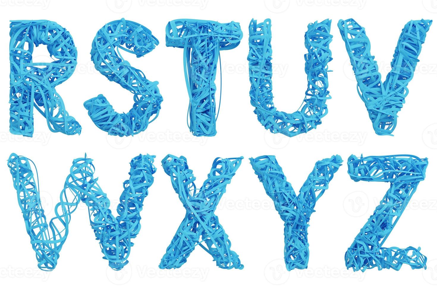 Font in paper tape style on white background with clipping path.,3d model and illustration. photo