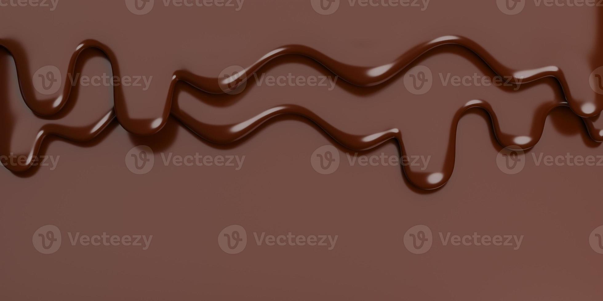 Melted milk brown chocolate flow down on brown banner Background with copy space.,3d model and illustration. photo