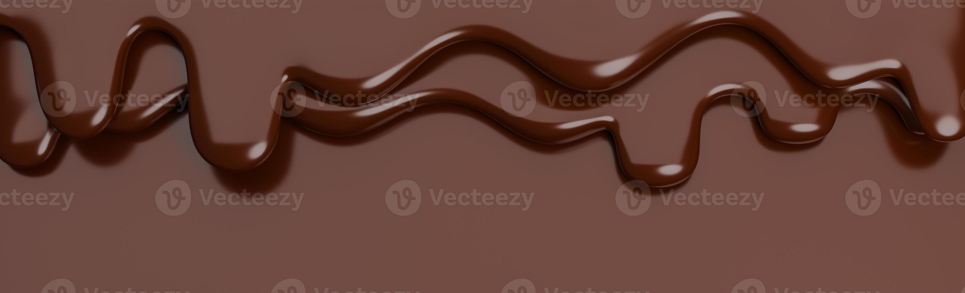 Melted milk brown chocolate flow down on brown banner Background with copy space.,3d model and illustration. photo