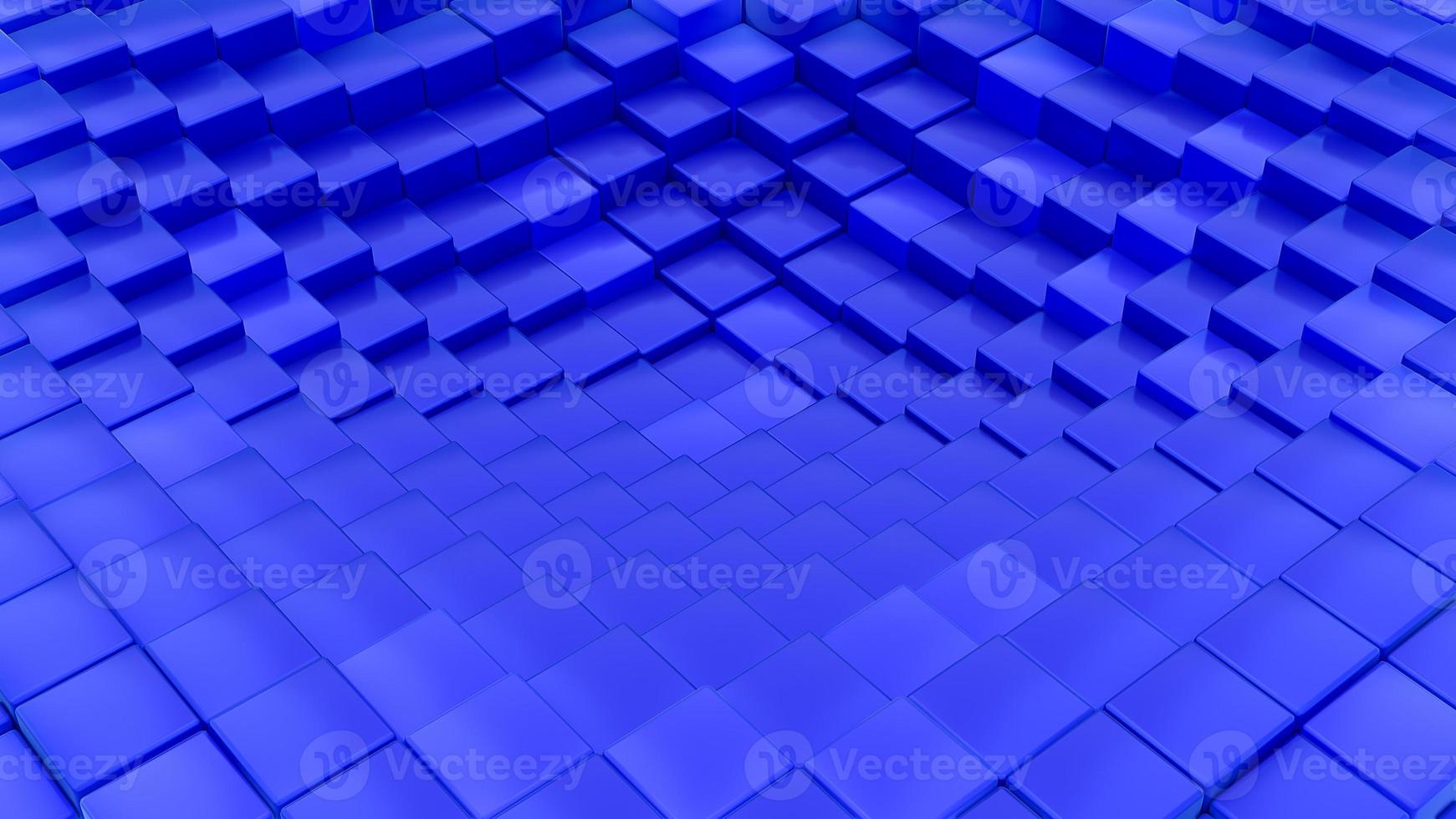 Minimalistic waves pattern made of cubes. Abstract Blue Cubic Waving Surface Futuristic Background.  3d render illustration. photo