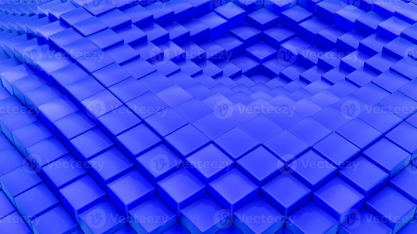 Minimalistic waves pattern made of cubes. Abstract Blue Cubic Waving Surface Futuristic Background.  3d render illustration. photo