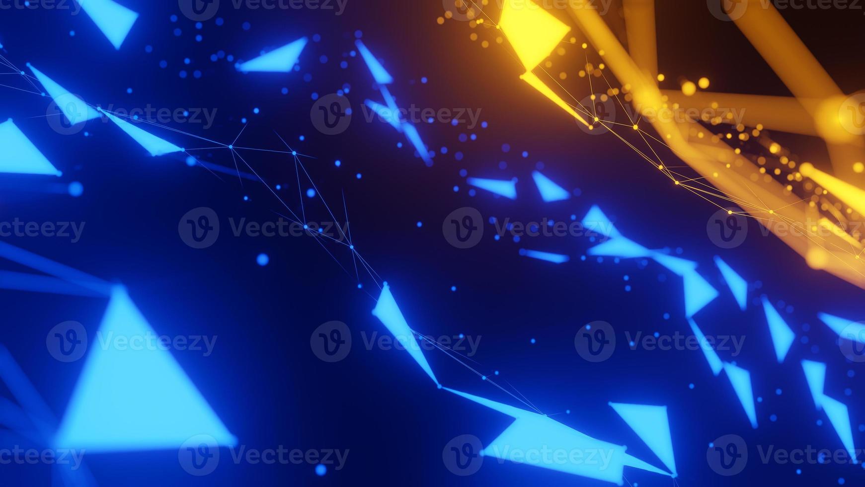 Abstract plexus blue and orange geometric shapes.,Communication And Technology Network Background.,Connection And Web Concept.,3d model and illustration. photo