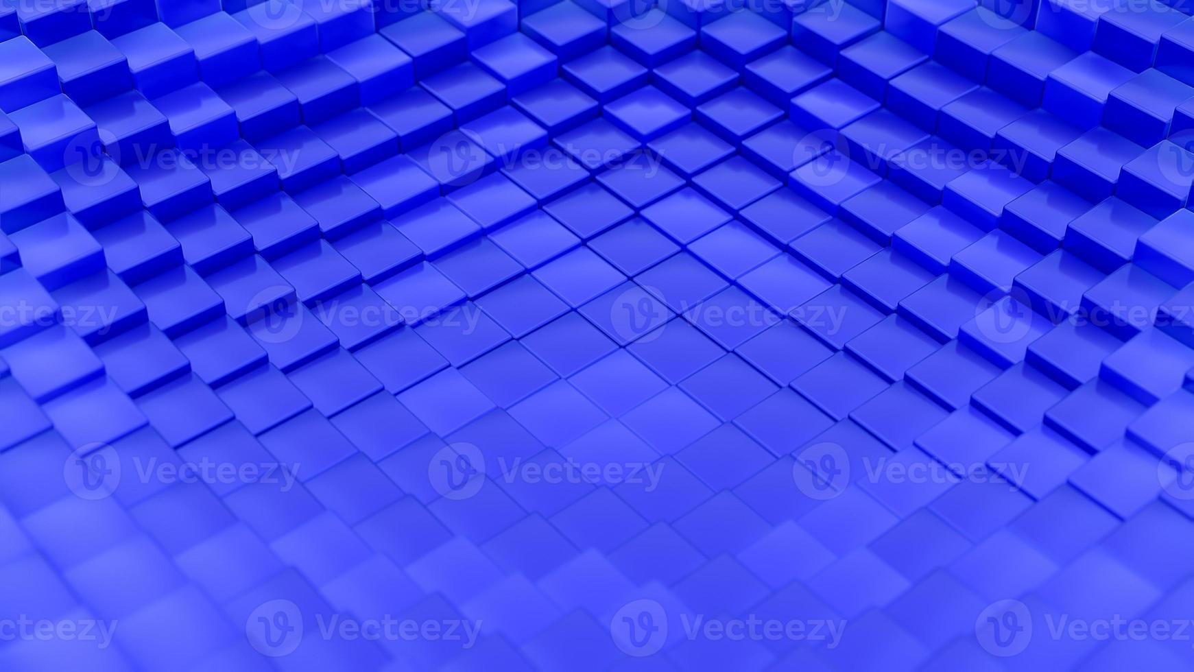Minimalistic waves pattern made of cubes. Abstract Blue Cubic Waving Surface Futuristic Background.  3d render illustration. photo