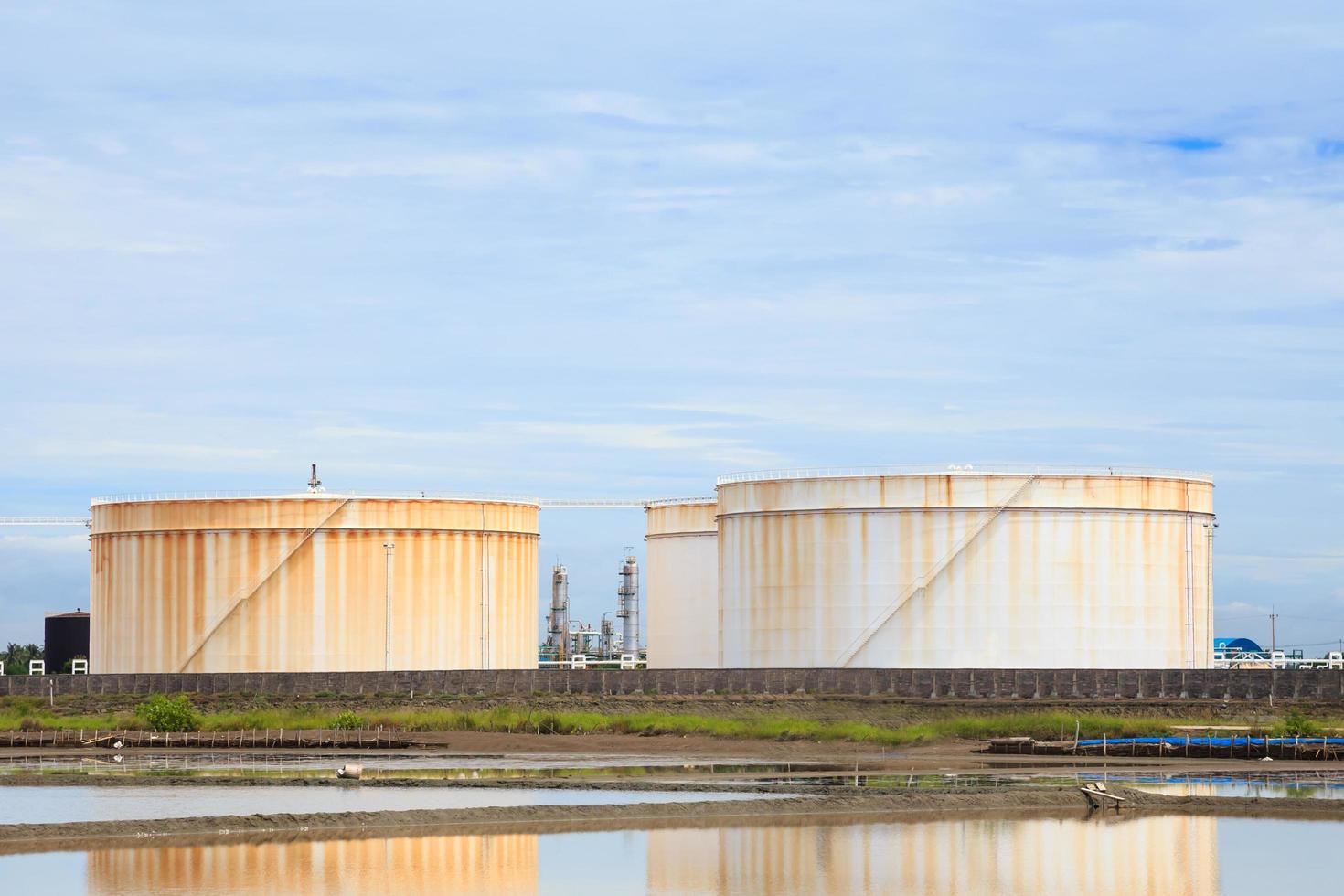 Large white tanks in tank farm for petrol and oil photo