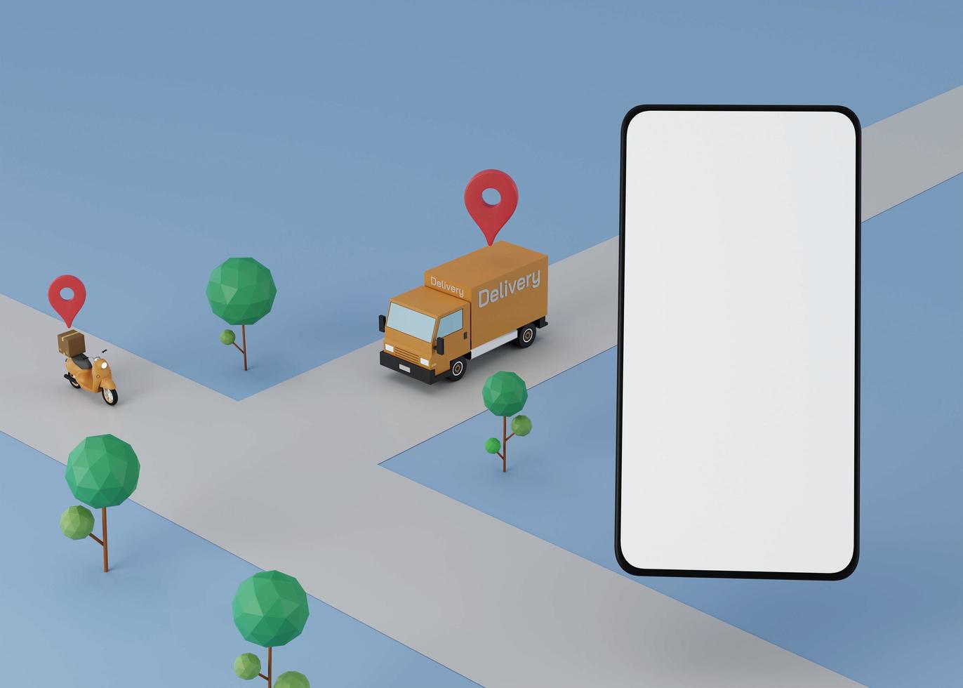 entrega logística con servicio de seguimiento de ubicación ilustración de renderizado 3d foto