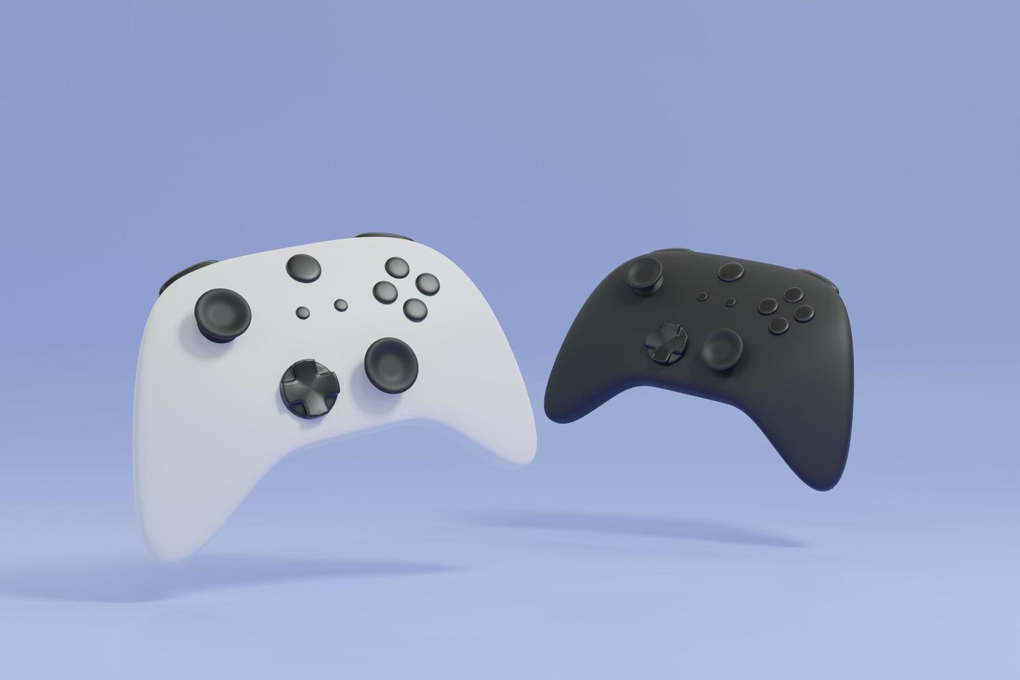 White and black game controller joystick 3D render illustration photo