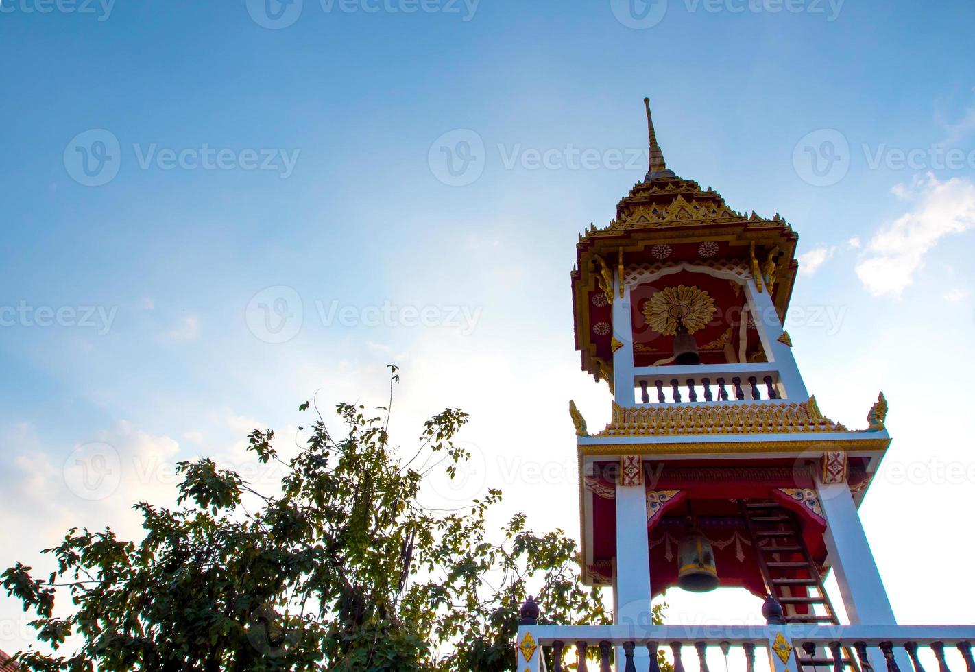 Thai pattern on the bell tower in thai temple photo