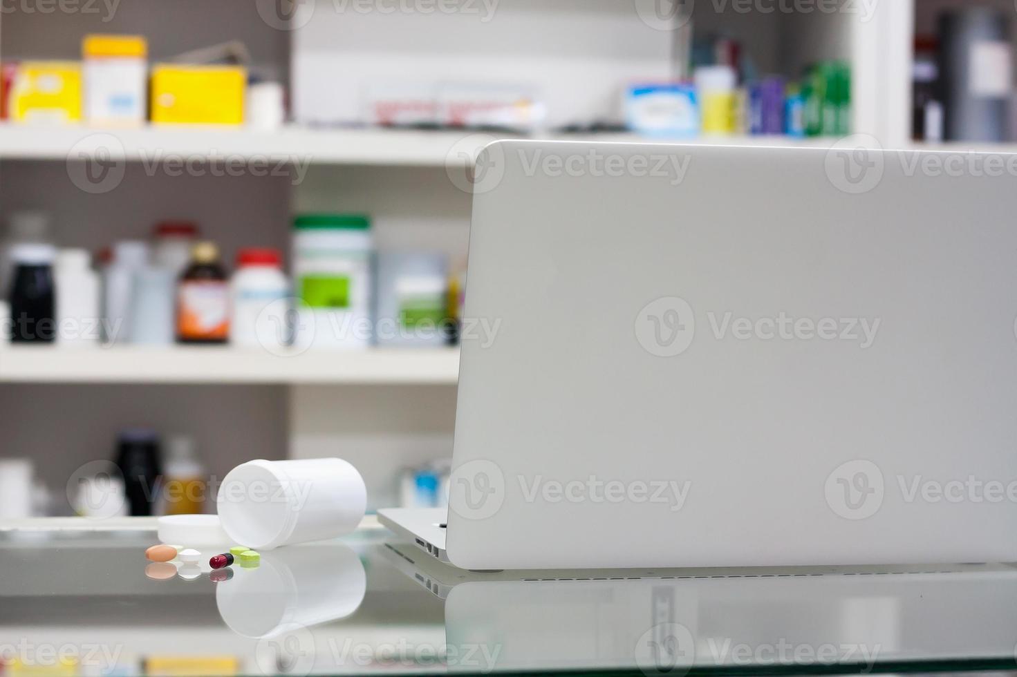 laptop computer in the pharmacy photo
