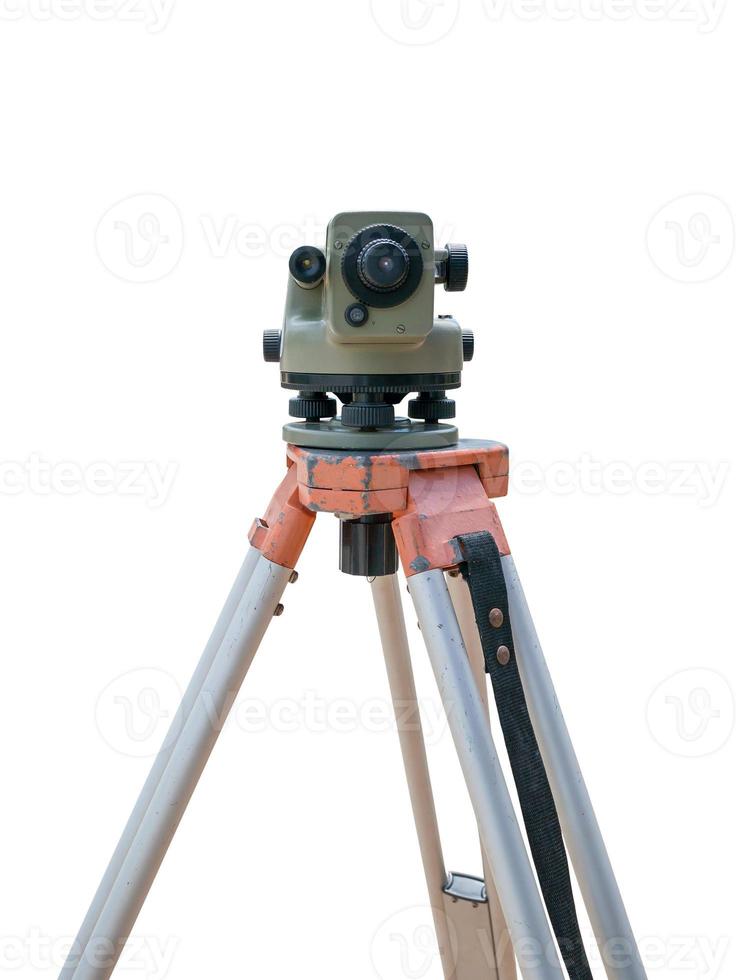 theodolite level tool isolated on white background photo