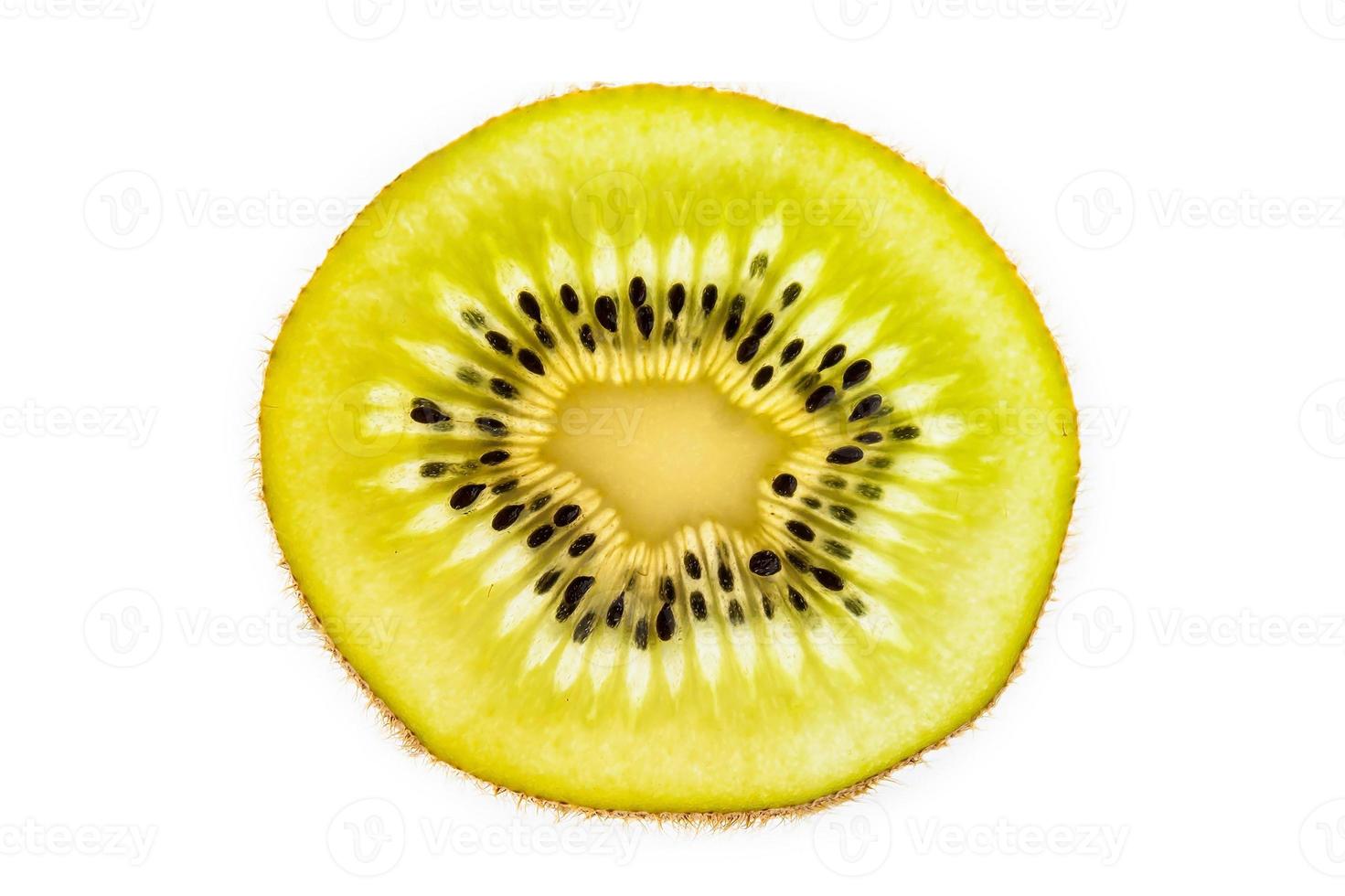 Slice of fresh kiwi fruit isolated on white background photo