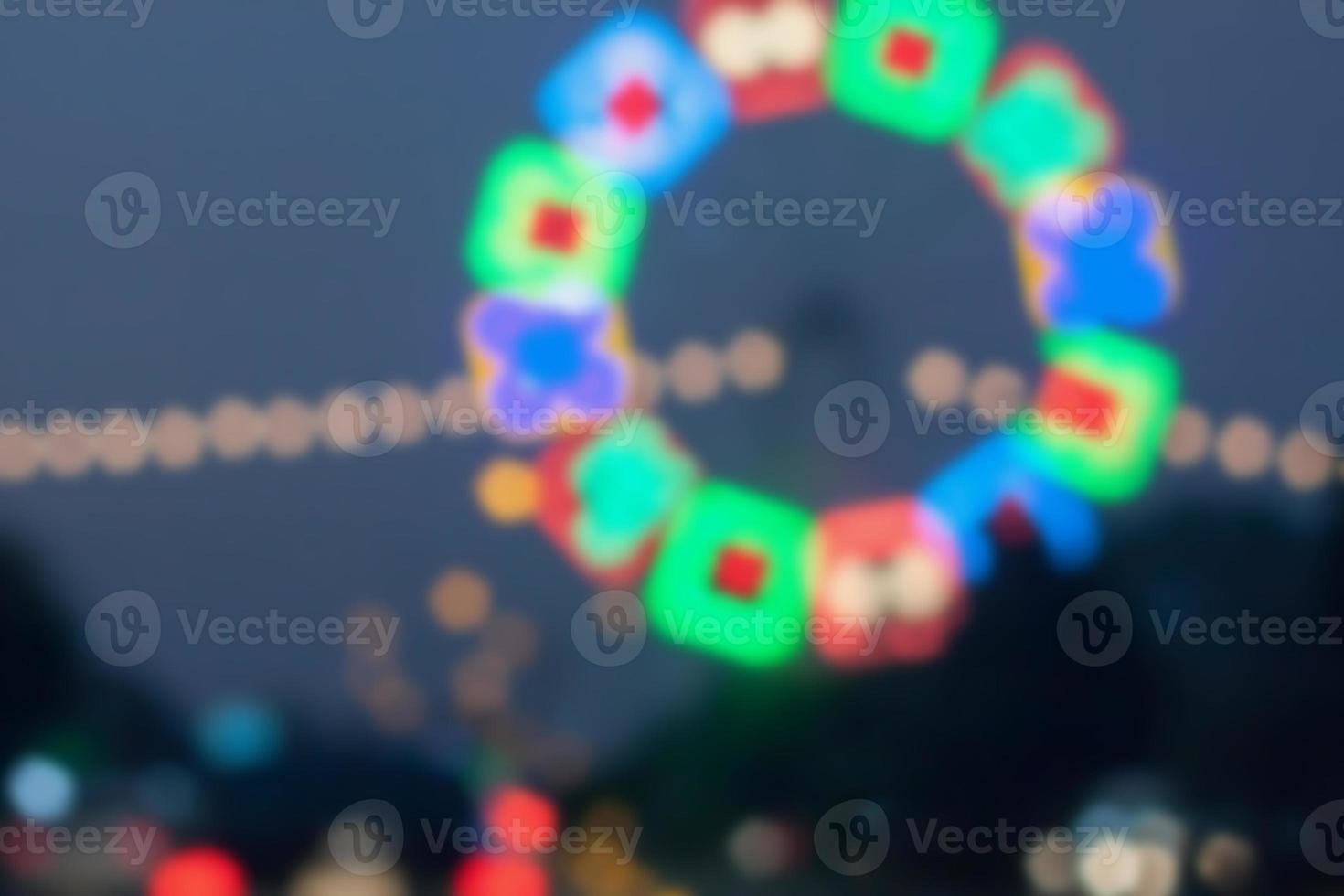 beautiful background of bokeh lights at night on road with car photo