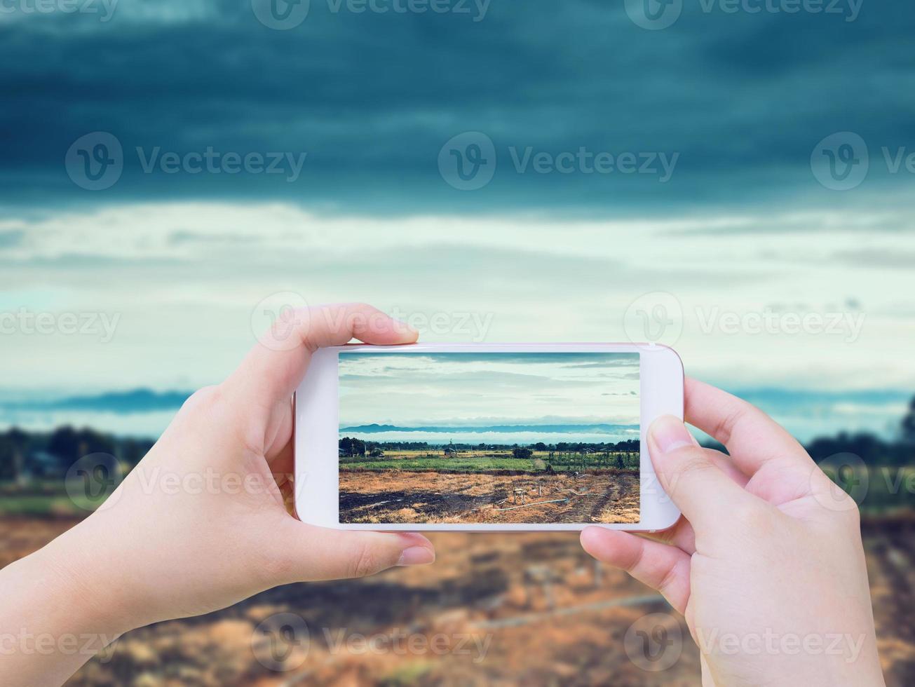 Taking photo of agricultural fields