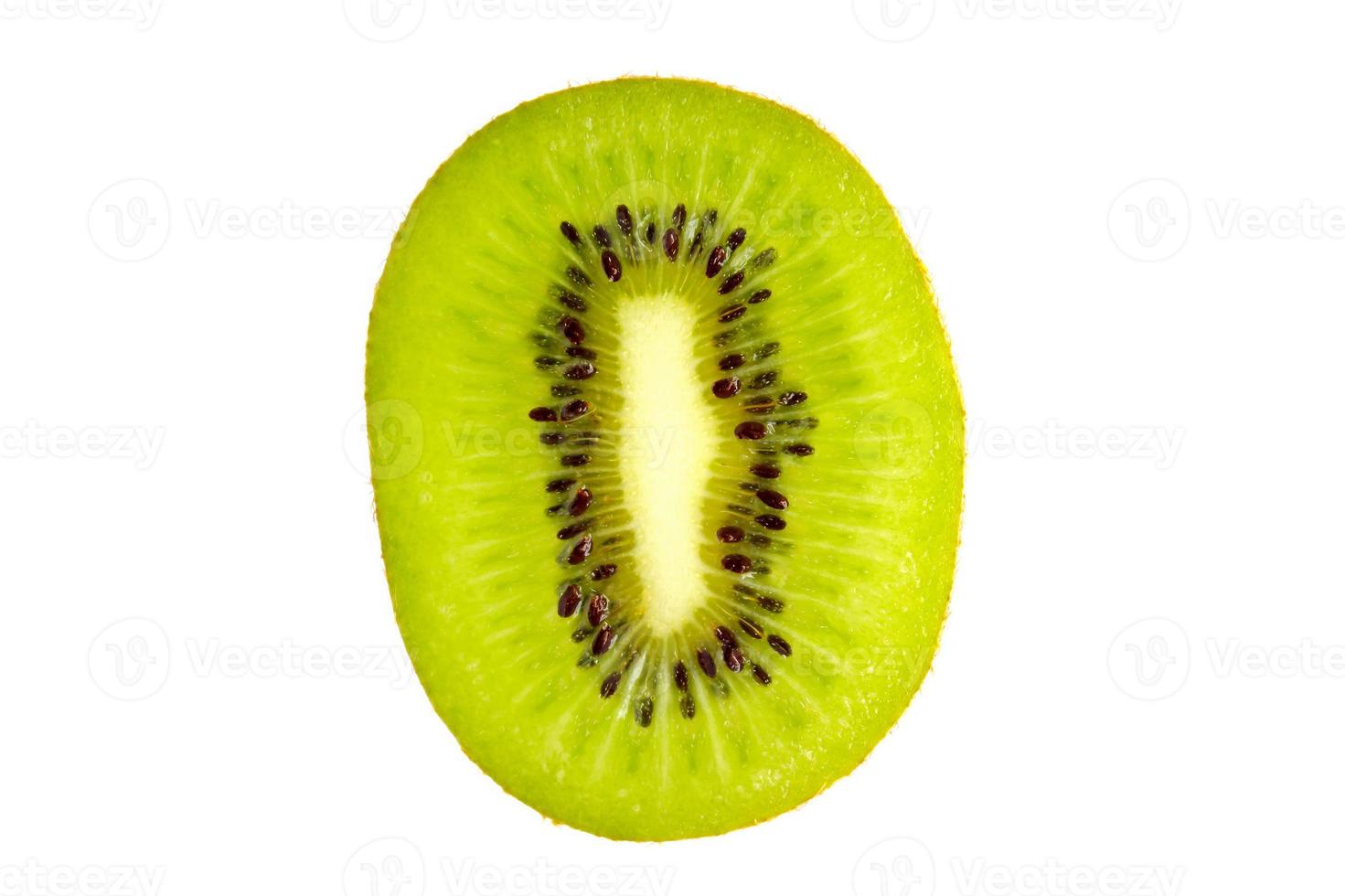 Cross section of fresh kiwi fruit isolated on white background photo