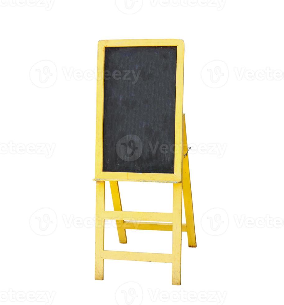 Empty menu board stand sign isolated on white photo