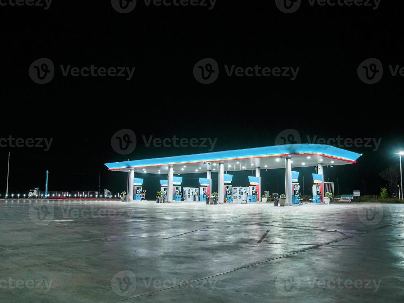 Gas station at night photo