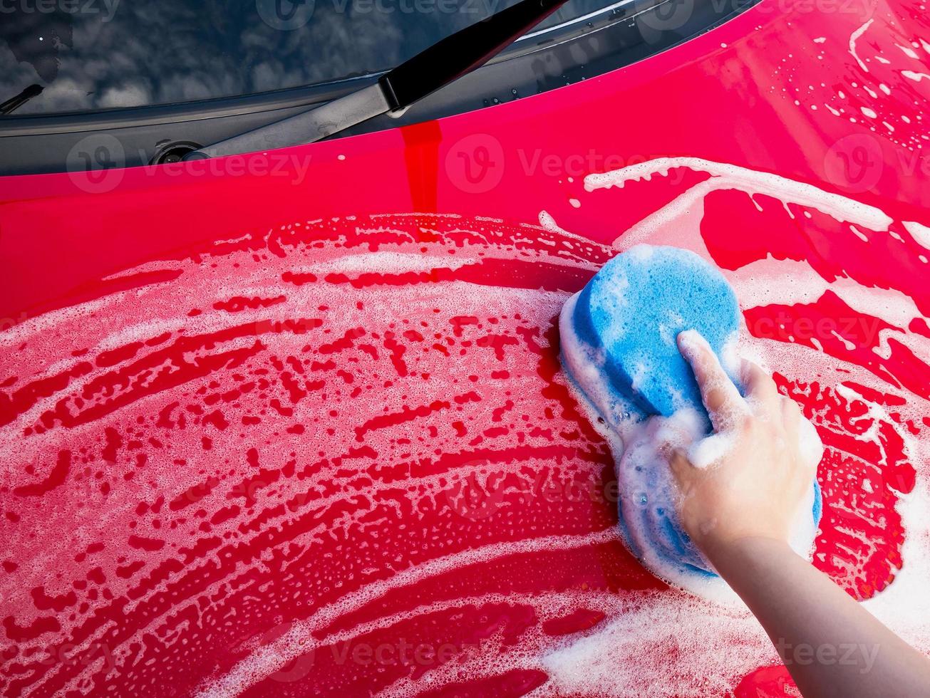 Car washing close up photo