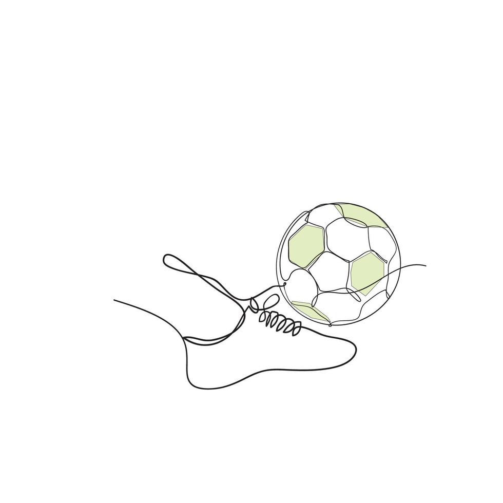 dibujo de línea continua ilustración de balón de fútbol vector aislado dibujado