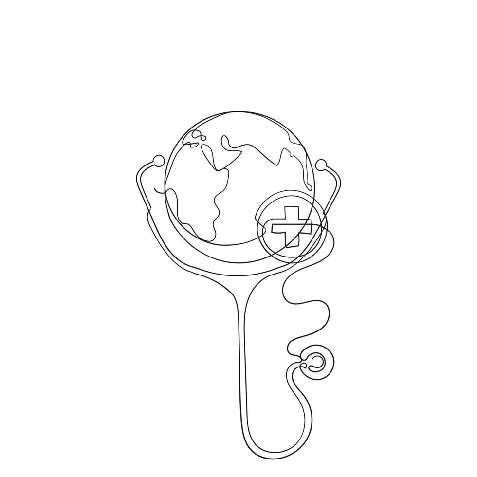 continuous line drawing stethoscope illustration vector isolated