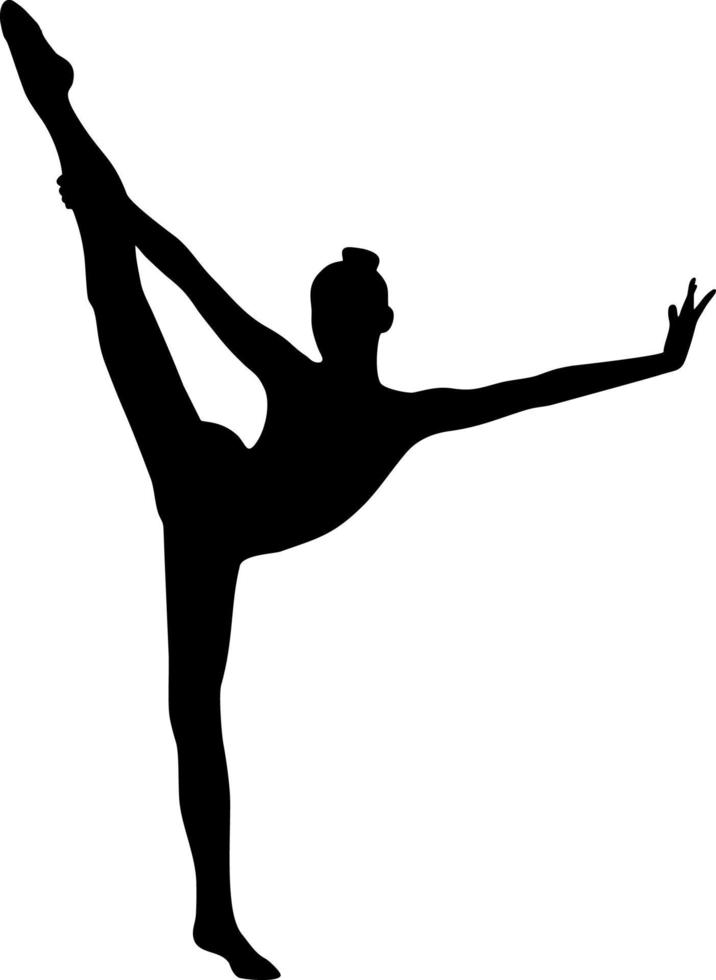 chica silueta negra de gimnasia. gimnasia, acrobacia, deporte vector