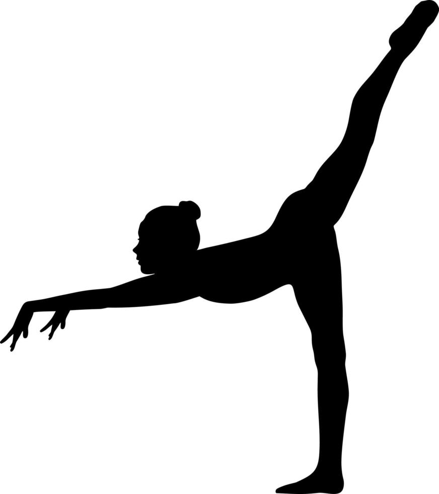 chica silueta negra de gimnasia. gimnasia, acrobacia, deporte vector