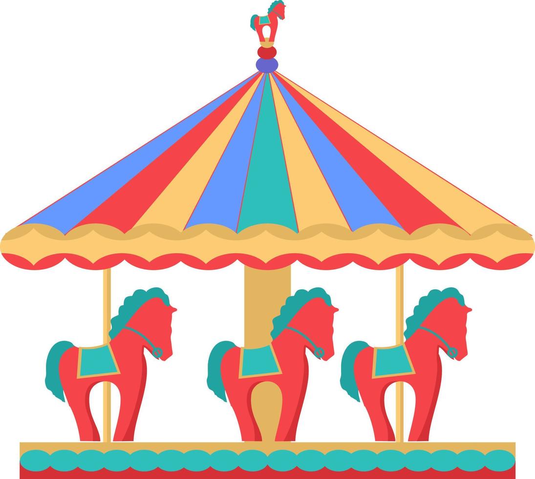 parque de atracciones carnaval vintage caballo volador carrusel icono de color vector