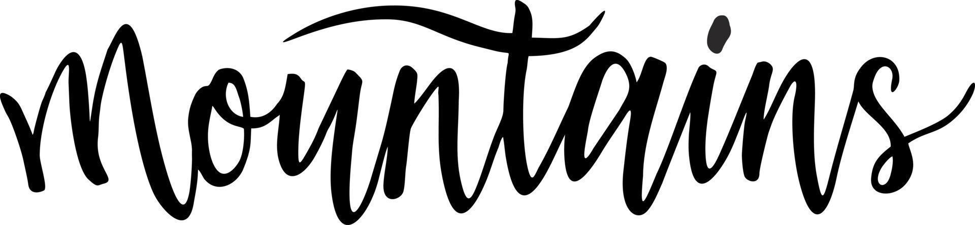 Mountains. Hand drawn lettering. Vector logotype template. Modern brush lettering of Mountains
