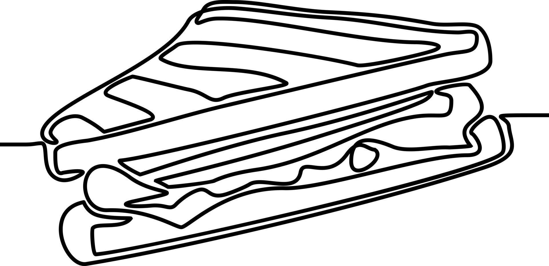 Sandwich drawn in one line. Continuous line vector