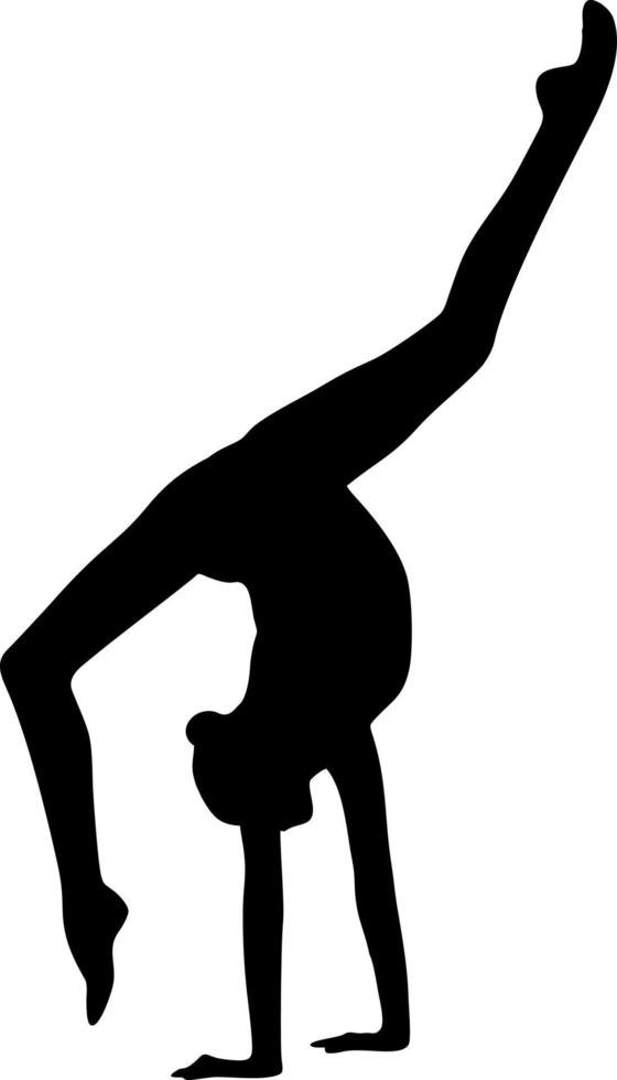 chica silueta negra de gimnasia. gimnasia, acrobacia, deporte vector