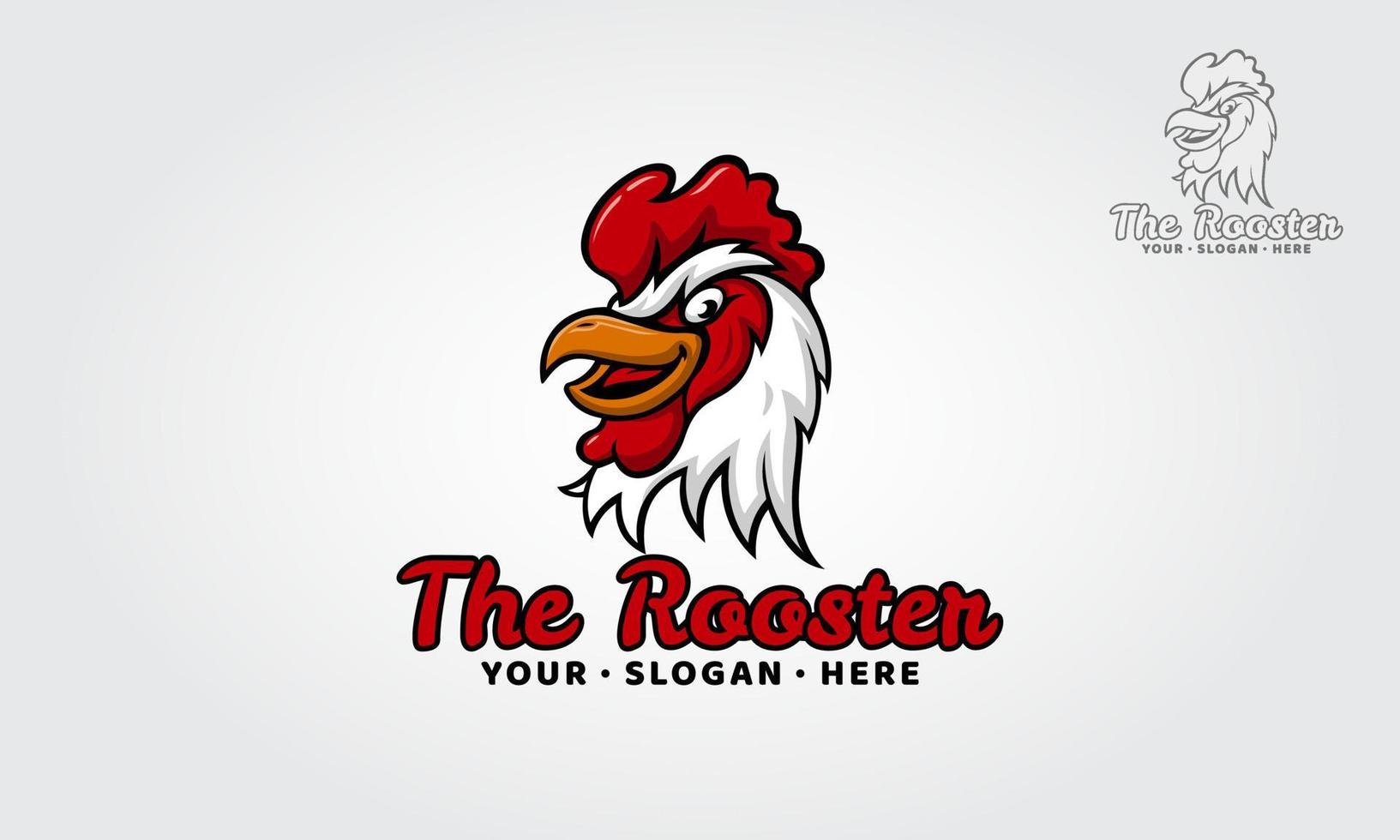 The Rooster head logo template. Vector mascot illustration.