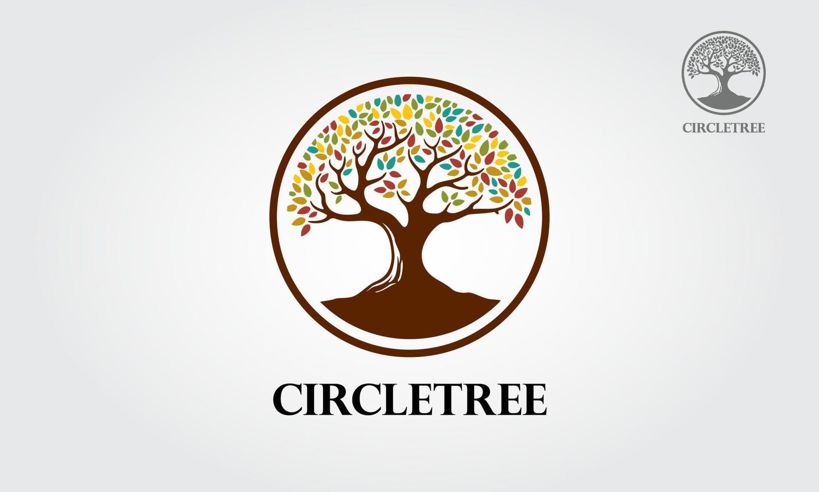 plantilla de logotipo vectorial de árbol circular. este es un logotipo moderno minimalista que presenta un árbol colorido estilizado. este diseño de logotipo para todos los negocios creativos. consultoría, excelente logotipo, concepto simple y único. vector