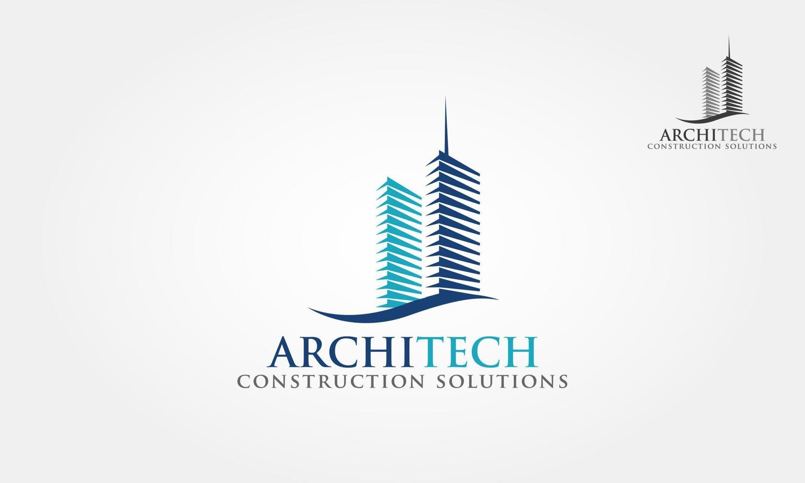 plantilla de logotipo vectorial de soluciones de construcción architech. idea de construcción del arquitecto. vector