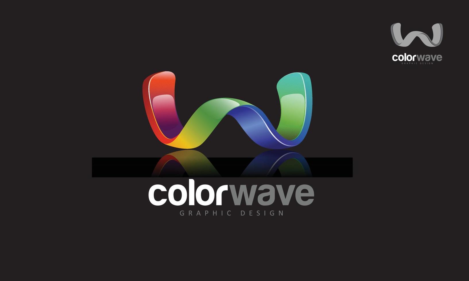 Color Wave Graphic Design Vector Logo Template. Creative 3D abstract vector logo design with shinny effect. this object look like wave or letter of W put on black background.