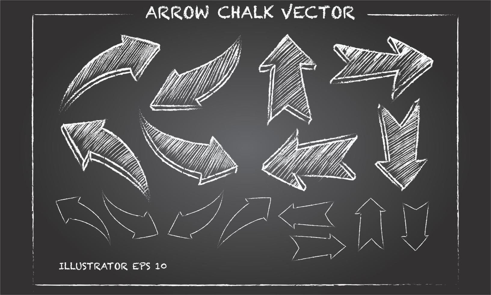 flechas y formas dibujadas a mano ilustración vectorial. dibujar la flecha hacia arriba, dibujar la dirección, dibujar diferentes ilustraciones en la pizarra. vector