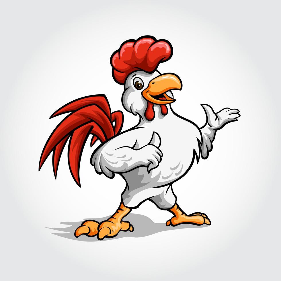 personaje de la mascota del gallo. ilustración de mascota de carácter vectorial de alta calidad. vector