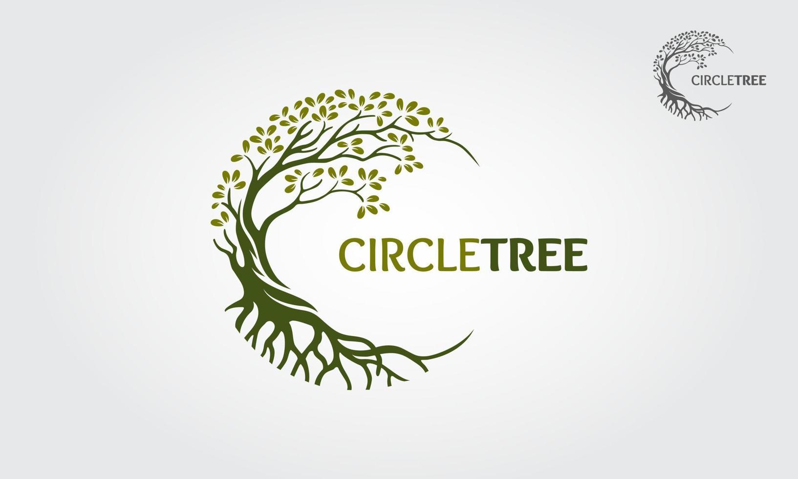 circle tree vector logo este hermoso árbol es un símbolo de vida, belleza, crecimiento, fuerza y buena salud.